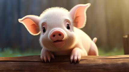 Wall Mural - A cute little piggy.