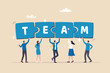 © Nuthawut - Team puzzle jigsaw connect, teamwork solving problem or cooperation for team success, collaboration idea, colleague work together concept, business people coworker help connect team jigsaw.