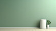 White Simple iron trash can on simple pastel green background with empty space for text copy space