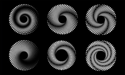 Poster - Design spiral dots backdrop. Abstract monochrome background. Vector-art illustration. No gradient, Trendy design element for frame, round logo, sign, symbol, web, prints, posters, template, pattern