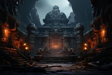 Ancient Ruins Of The Entrance Gate Of A Castle, Medieval Architecture Concept Art
