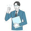 © アーモンド1000 - 笑顔でガッツポーズする若い男性会社員