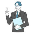 © アーモンド1000 - 笑顔で指差しする若い会社員男性