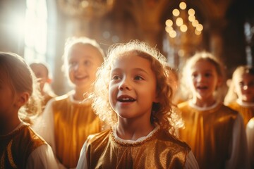 Wall Mural - childrens Christmas choir in the church sings Christmas carols