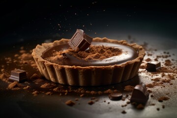 Poster - Chocolate pie dessert. Tart cake. Generate Ai