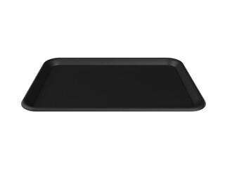 Empty black plastic tray. Isolated. 3d illustration.