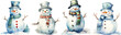 Watercolor snowman on white background
