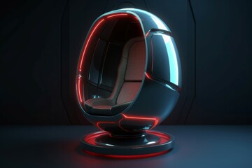 Poster - Futuristic chair capsule gaming modern. Visual gaming. Generate Ai