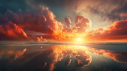 Wall Mural - beautiful evening sky at sea