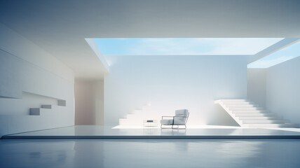 Wall Mural - Interior design of a white spacious room in the morning