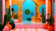 © DELstudio - Generative AI, Memphis postmodern style interior with many plants, vibrant colors room