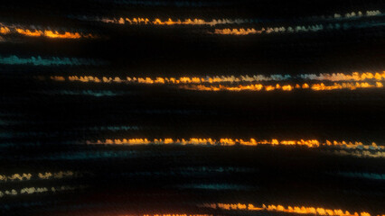 Poster - Shimmering stripes moving in stream on black background. Motion. Electronic flickering bands move in stream with cyber jumps. Flow of noise lines with high-speed jumps