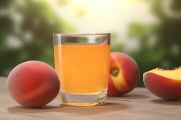Poster - Peach juice glass food. Health shake. Generate Ai