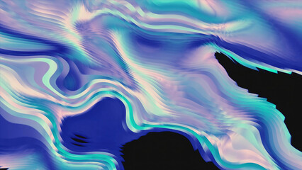 Fototapete - Moving background with stream of computer ripples. Motion. Colorful liquid ripples moving on black background. Glitch effect of fast moving liquid in cyber style