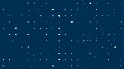 Poster - Template animation of evenly spaced mask symbols of different sizes and opacity. Animation of transparency and size. Seamless looped 4k animation on dark blue background with stars