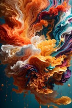Swirling Liquid Cloud Colour Paint. Generative Ai.