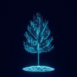 The tree is a hologram. Digital and technological tree background. Futuristic maple design 3d rendering animation