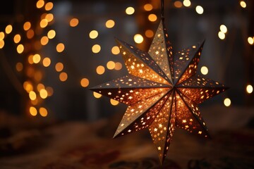 Wall Mural - close-up of a twinkling star-shaped lantern