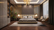 Luxurious rich modern bedroom interior design with golden elements
