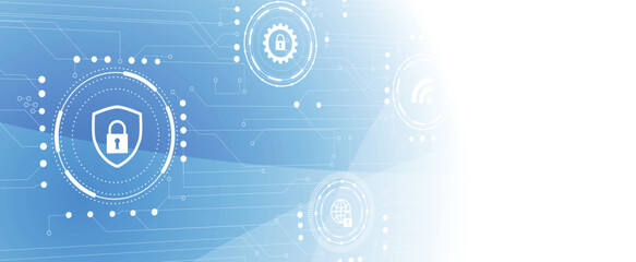 internet digital security technology concept for business background. Lock on circuit board