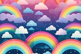 Fototapeta Dziecięca - Cute rainbow on pattern background. Generative AI