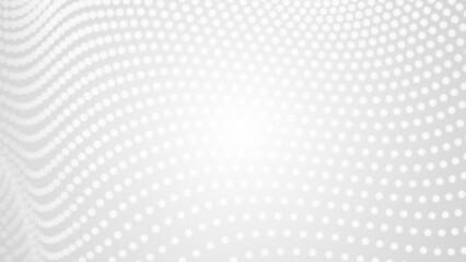 Poster - Dot white gray wave light technology texture background. Abstract big data digital concept. 3d rendering.