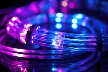 Poster - close-up of a fiber optic cable connection