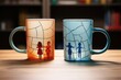 child custody documents between two coffee mugs signaling separation