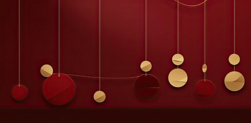 Wall Mural - Invitation Card for Festive Celebrations, Burgundy and Gold Spheres and Envelopes