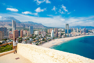 Canvas Print - Benidorm, Spain. View over the beach