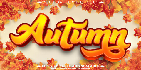 Autumn text effect, editable season and leaf text style