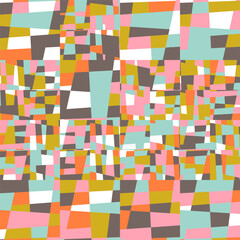 Leinwandbilder - Abstract geometric vector background with random pattern of simple shapes like rectangle, square, triangle and polygon. Pastel colored retro style colorful mosaic.