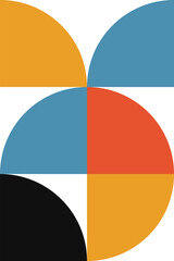 Leinwandbilder - Abstract geometric minimalist artwork. Vector illustration made of simple shapes like circle, square, triangle. Retro background in Bauhaus style and bold colors: red, yellow, blue and black on white