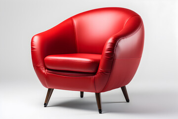 Wall Mural - Red leather armchair isolated on white background, with clipping path