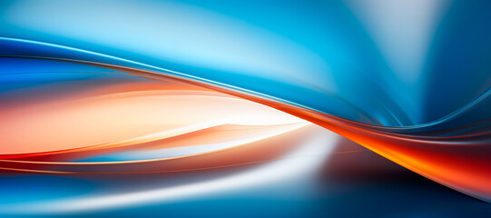 An abstract background with a blue and orange color scheme and smooth, flowing lines and curves that create a sense of depth and dimensionality. Surreal and futuristic feel.