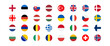 © Connect - European flags icon. Europe countries set signs. Nation symbol. Banner of France, Germany, Austria, and other symbols. Square form icons. Vector sign.