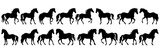 Fototapeta Konie - Horse silhouettes set, large pack of vector silhouette design, isolated white background