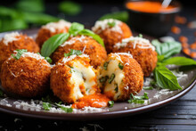 Arancini Rice Balls With Carrots And Cheese