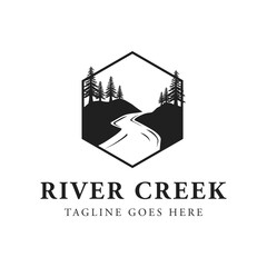 Wall Mural - river logo vector icon illustration design template