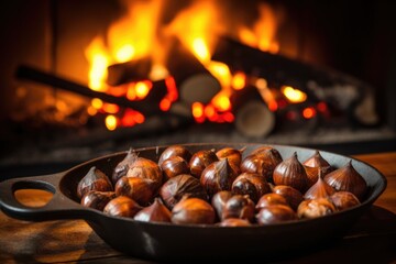 Wall Mural - chestnuts roasting on an open fire