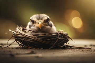 Poster - baby chicken in nest