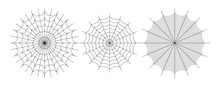 Symmetrical Spider Web Icon. Geometric Halloween Badge. Minimal Spooky Sticker.