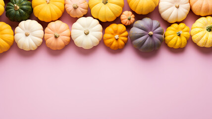 Wall Mural - pastel colored pumpkins and squashes