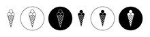 Icecream Line Icon Set In Black Filled And Outlined Style. Suitable For UI Designs