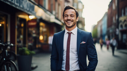 Wall Mural - Portrait businessman in the city