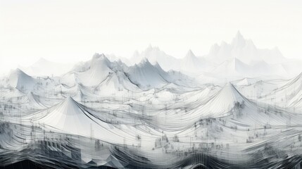 Wall Mural - tech wireframe landscape topographic illustration 3d abstract, mountain grid, topography earth tech wireframe landscape topographic