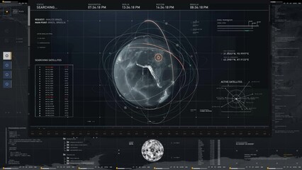 Satellite Control Interface Used By Spy Agents For Scanning Of Location In Brazil. Innovative Satellite Scanning Network Software Interface. Scanning Global Map In Satellite Matrix Program Interface
