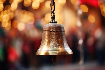 Wall Mural - a close-up shot of a festive bell used to start boxing day events