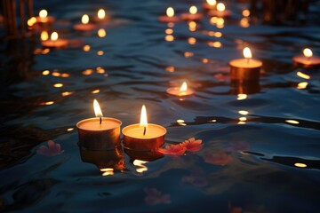 Sticker - candles floating on a water surface