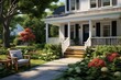 Discover the magic of a suburban house, its front yard transformed into a vibrant garden Eden. Adorned with an array of plants, the air is fragrant with blossoms.